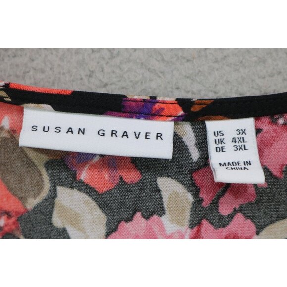 Susan Graver 3/4 Sleeve Dark Floral Tunic-Size 3X-Whimsigoth - Picture 5 of 10